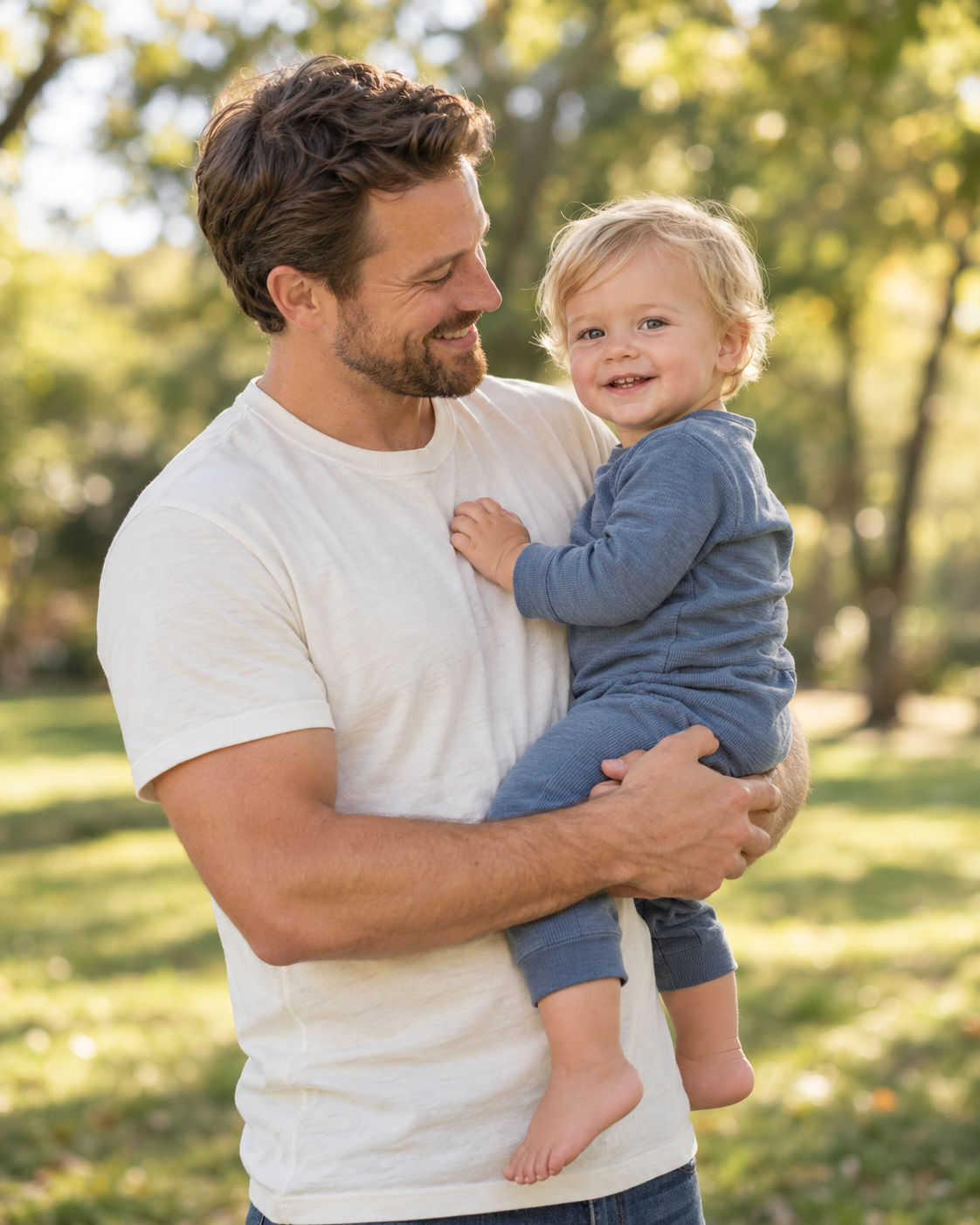 Father holding his toddler — original photo