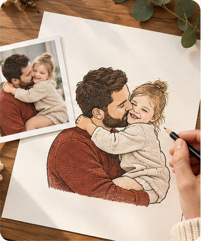 Custom portrait drawn from the same photo